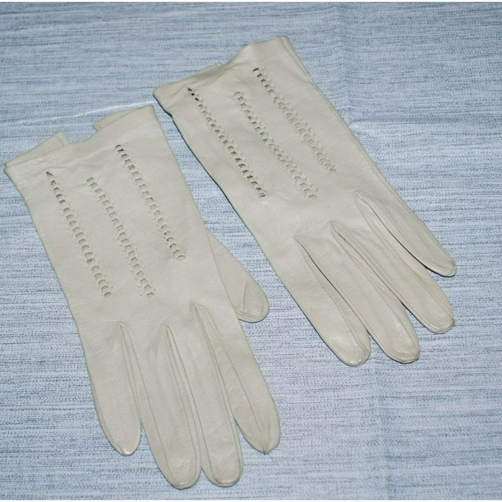 Vintage Womens Driving Gloves Italian Leather Cutouts Anticoli 6.5